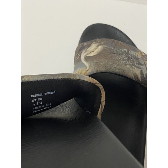 ALL SAINTS Carmel Printed Neoprene Slides US 7 EU 37 Rejuvinate Bird Print LN - Picture 5 of 8